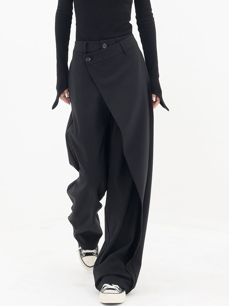 Hazel I Wide-Legged Trousers with Asymmetric Buttons