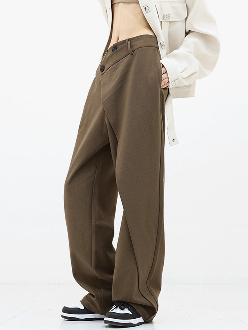 Hazel I Wide-Legged Trousers with Asymmetric Buttons