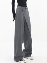 Hazel I Wide-Legged Trousers with Asymmetric Buttons