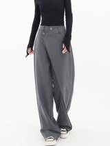 Hazel I Wide-Legged Trousers with Asymmetric Buttons