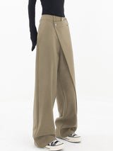 Hazel I Wide-Legged Trousers with Asymmetric Buttons