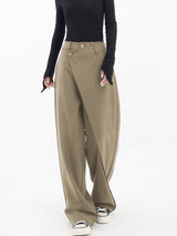 Hazel I Wide-Legged Trousers with Asymmetric Buttons