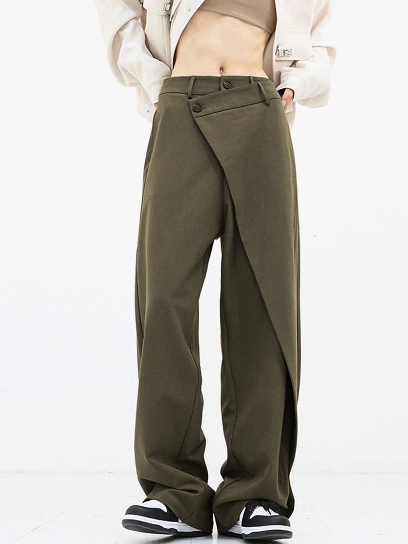 Hazel I Wide-Legged Trousers with Asymmetric Buttons