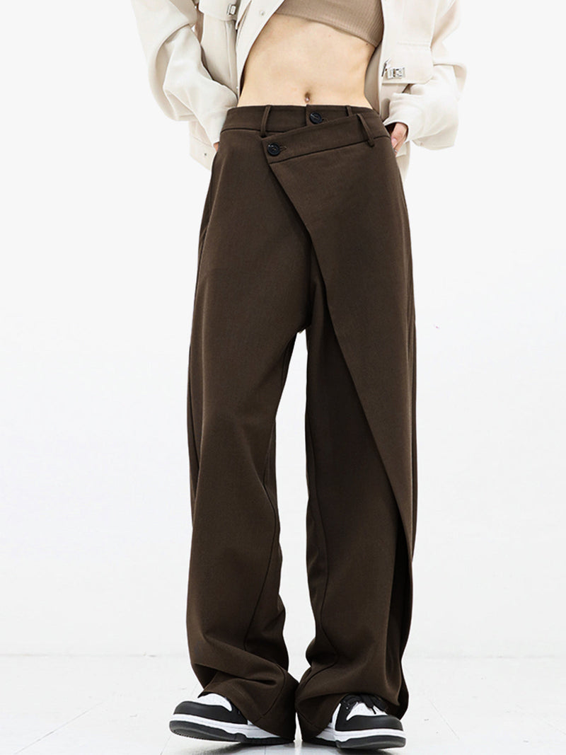 Hazel I Wide-Legged Trousers with Asymmetric Buttons